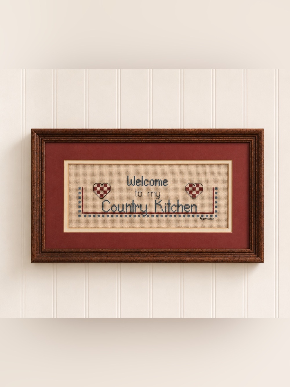 Vintage Country Kitchen Cross-Stitch Wall Hanging